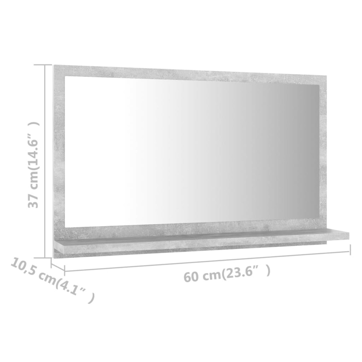 vidaXL Καθρέφτης Μπάνιου Γκρι Σκυροδέματος 60x10,5x37 εκ. Μοριοσανίδα