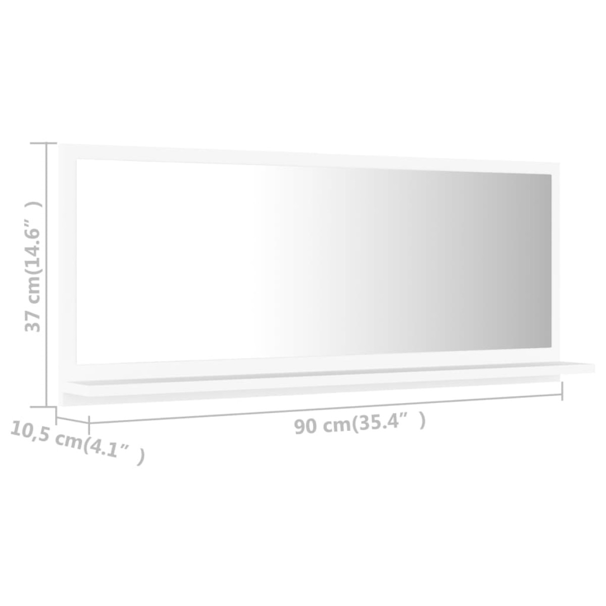 vidaXL Καθρέφτης Μπάνιου Λευκός 90 x 10,5 x 37 εκ. Μοριοσανίδα