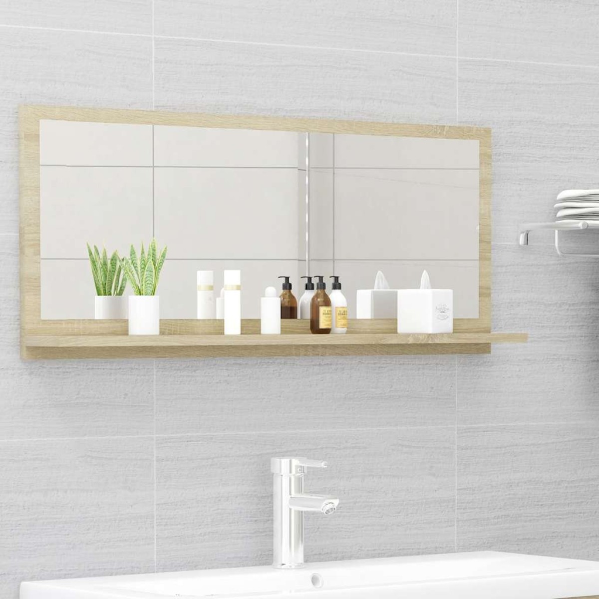 vidaXL Καθρέφτης Μπάνιου Sonoma Δρυς 90 x 10,5 x 37 εκ. Μοριοσανίδα