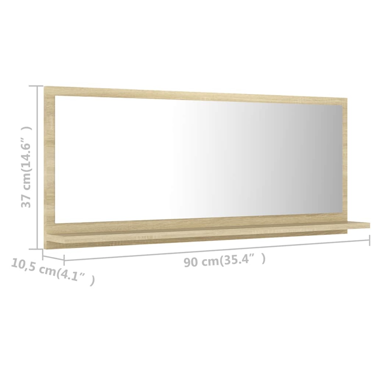 vidaXL Καθρέφτης Μπάνιου Sonoma Δρυς 90 x 10,5 x 37 εκ. Μοριοσανίδα