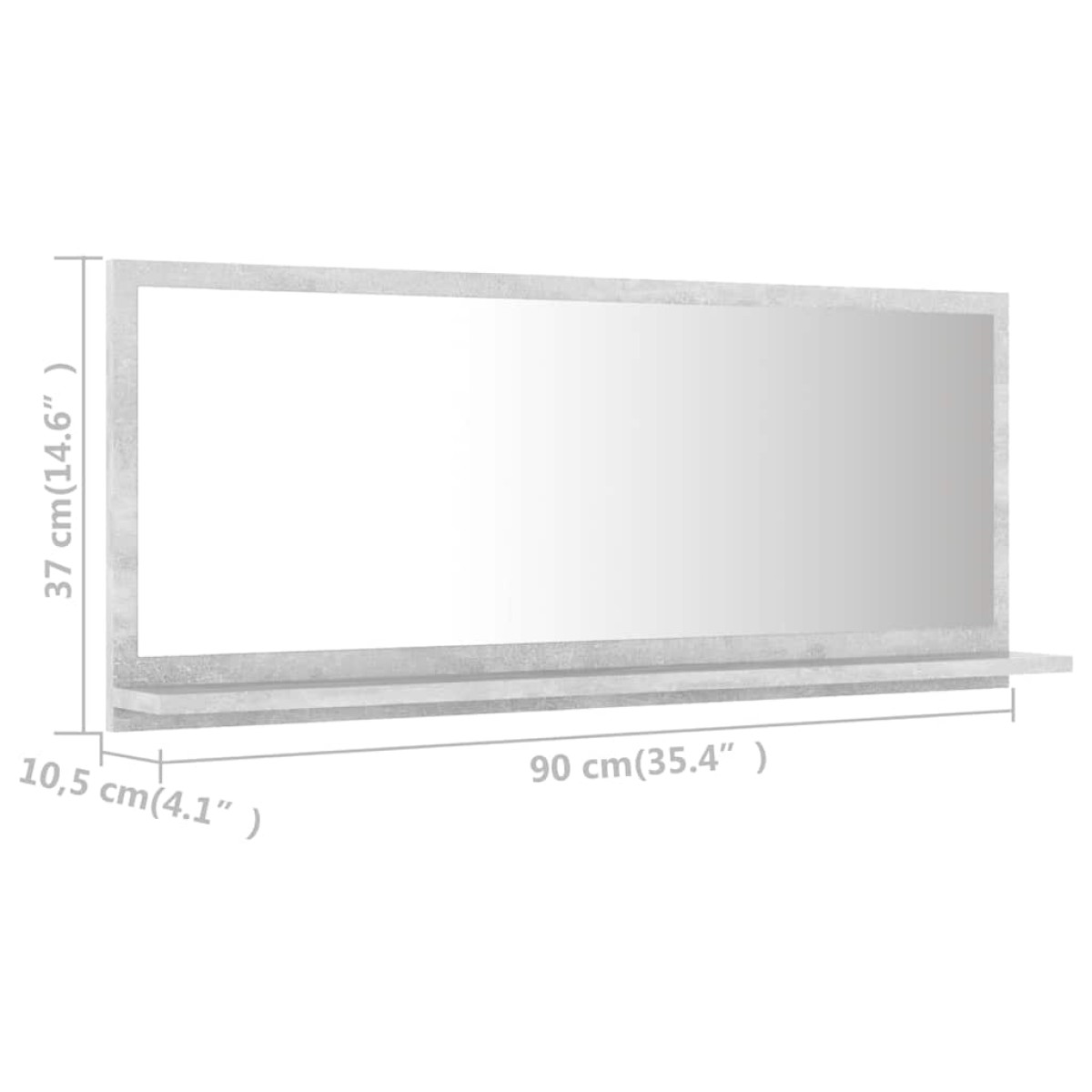 vidaXL Καθρέφτης Μπάνιου Γκρι Σκυροδέματος 90x10,5x37 εκ. Μοριοσανίδα