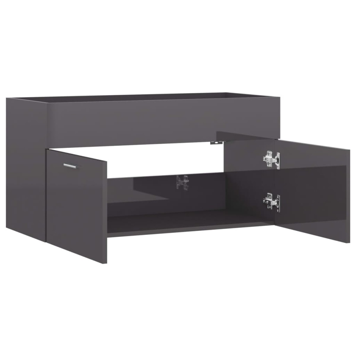 vidaXL Ντουλάπι Νιπτήρα Γυαλιστερό Γκρι 90 x 38,5 x 46 εκ. Μοριοσανίδα