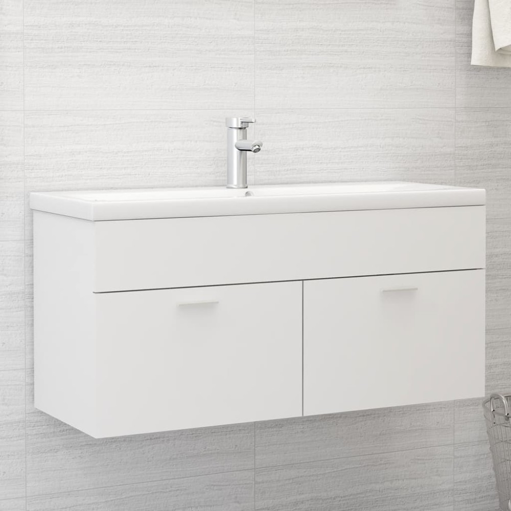vidaXL Ντουλάπι Νιπτήρα Λευκό 100 x 38,5 x 46 εκ. από Επεξ. Ξύλο