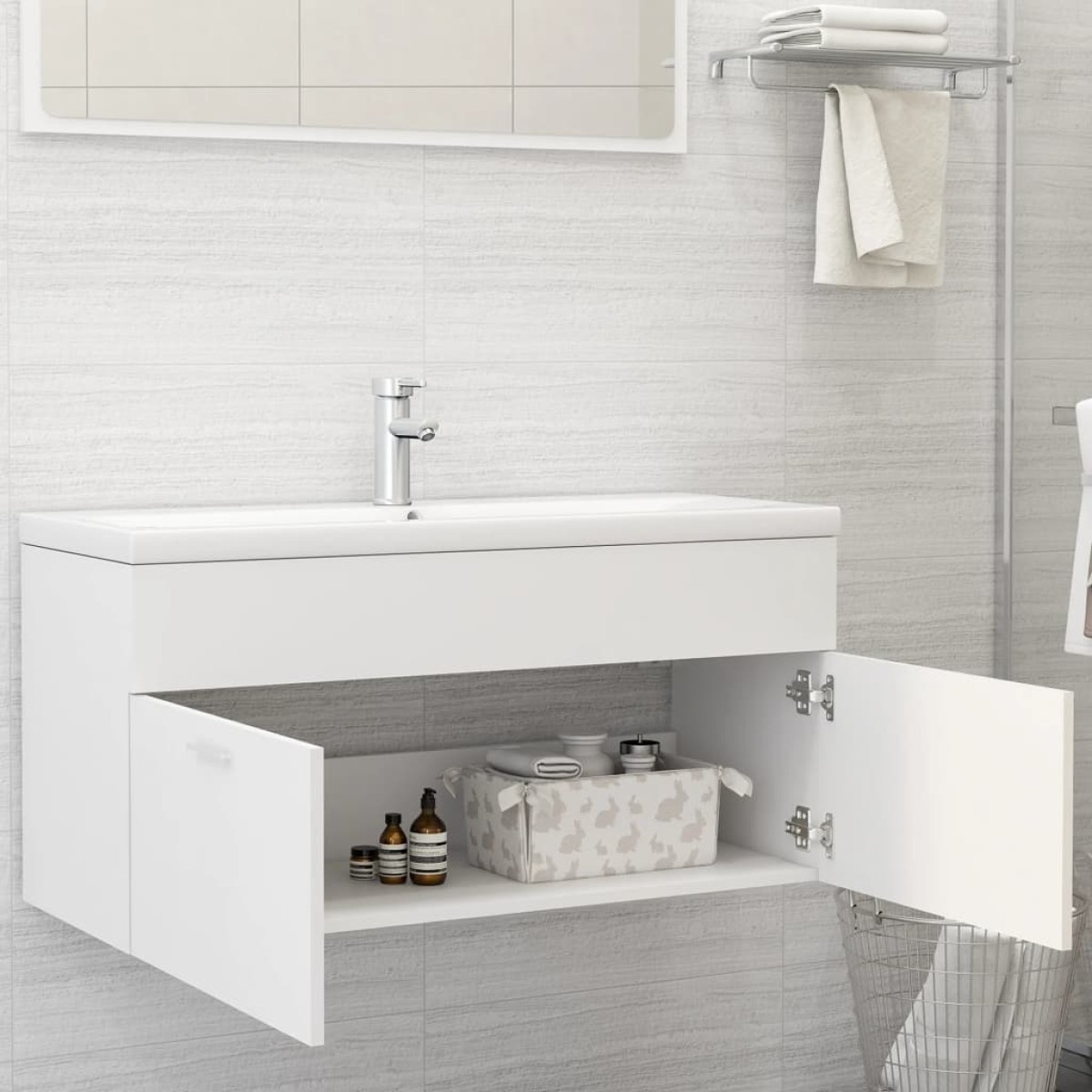 vidaXL Ντουλάπι Νιπτήρα Λευκό 100 x 38,5 x 46 εκ. από Μοριοσανίδα