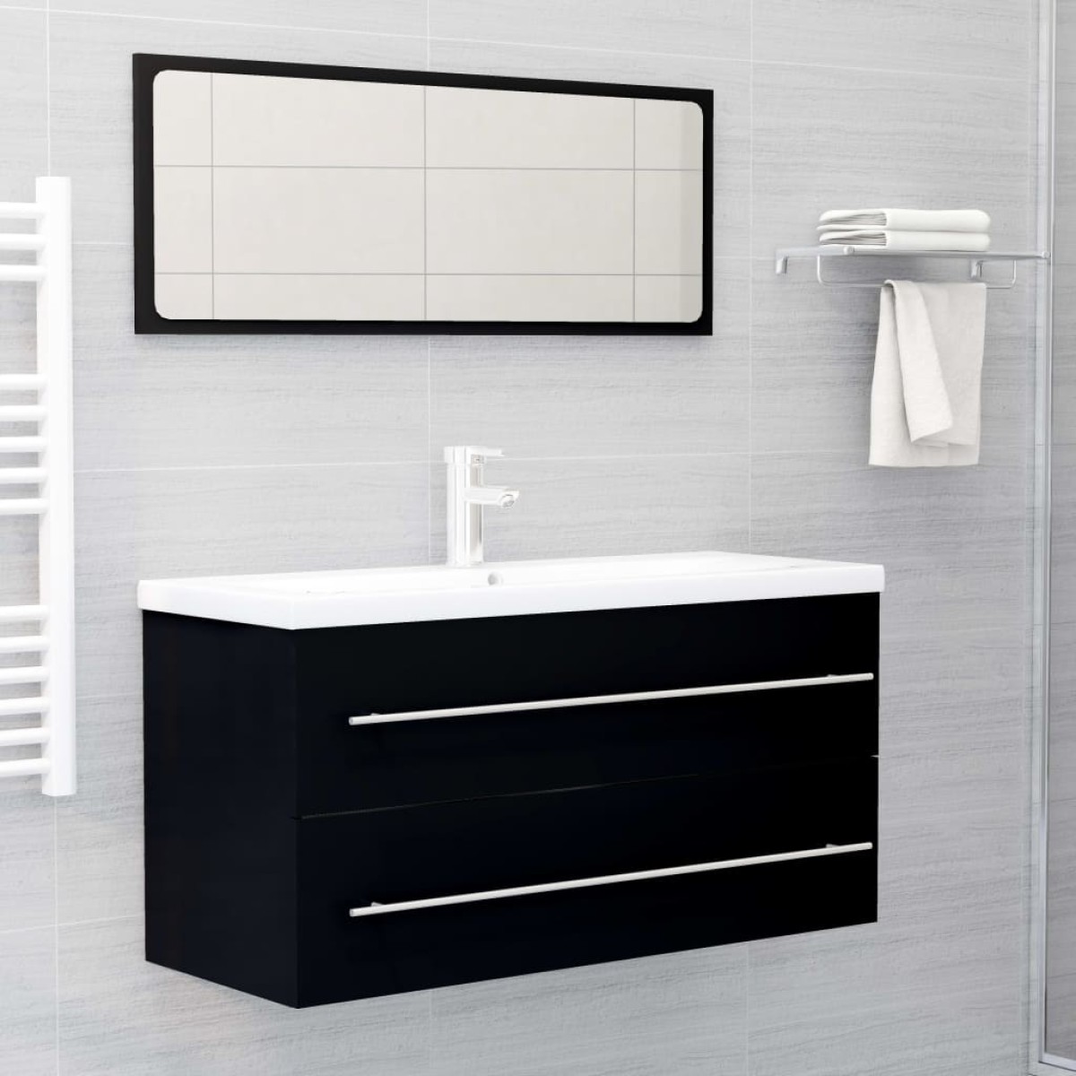 vidaXL Ντουλάπι Νιπτήρα Μαύρο 100 x 38,5 x 48 εκ. από Μοριοσανίδα