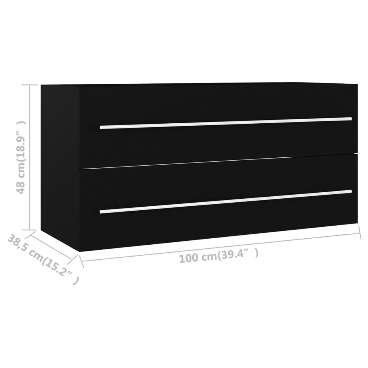 vidaXL Ντουλάπι Νιπτήρα Μαύρο 100 x 38,5 x 48 εκ. από Μοριοσανίδα