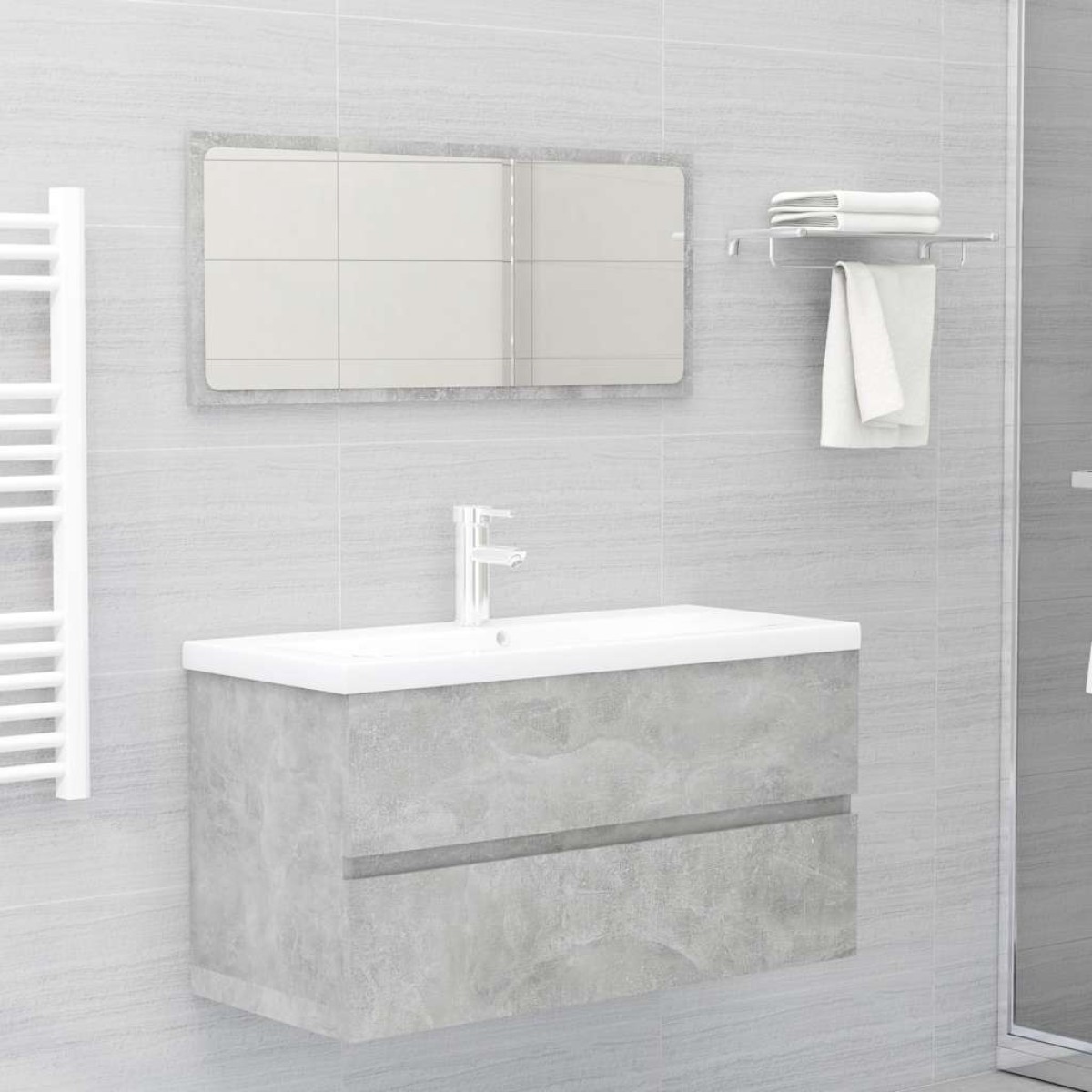 vidaXL Ντουλάπι Νιπτήρα Γκρι Σκυροδέματος 90x38,5x45 εκ. Μοριοσανίδα