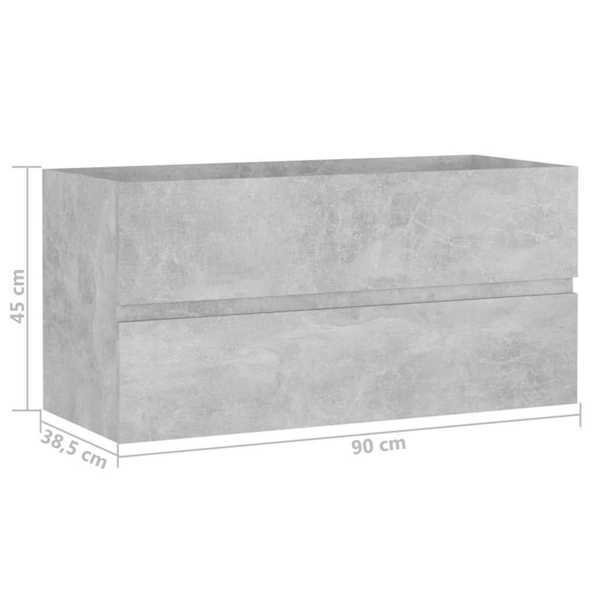 vidaXL Ντουλάπι Νιπτήρα Γκρι Σκυροδέματος 90x38,5x45 εκ. Μοριοσανίδα