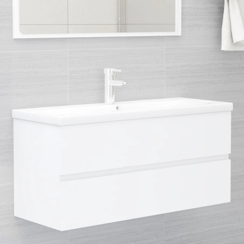 vidaXL Ντουλάπι Νιπτήρα Λευκό 100 x 38,5 x 45 εκ. από Επεξ. Ξύλο