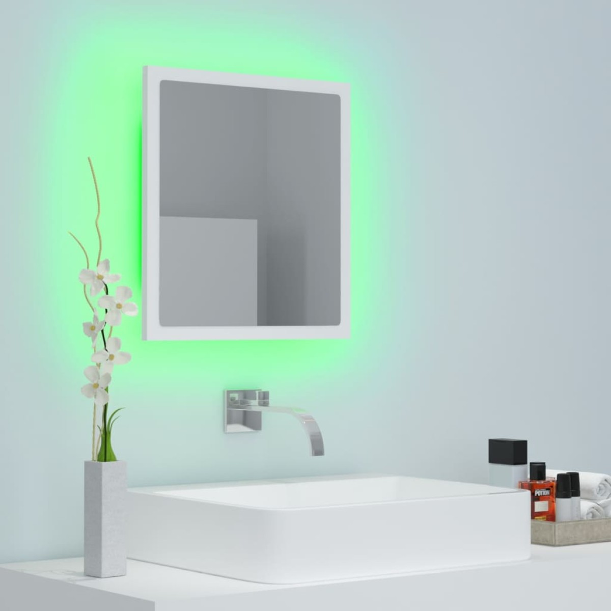 vidaXL Καθρέφτης Μπάνιου με LED Λευκός 40 x 8,5 x 37 εκ. Ακρυλικός
