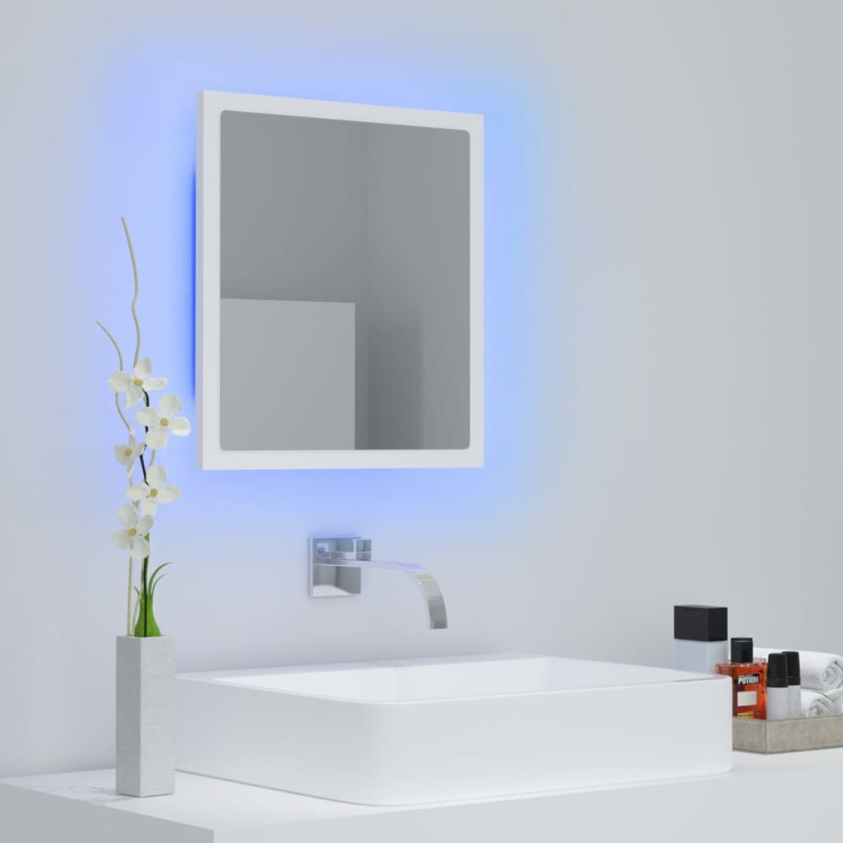 vidaXL Καθρέφτης Μπάνιου με LED Λευκός 40 x 8,5 x 37 εκ. Ακρυλικός