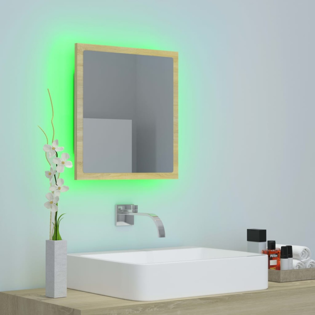 vidaXL Καθρέφτης Μπάνιου με LED Sonoma Δρυς 40x8,5x37 εκ. Ακρυλικός