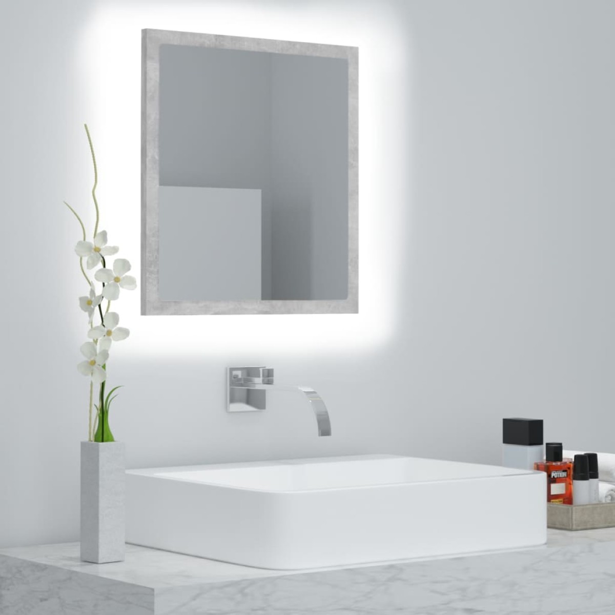 vidaXL Καθρέφτης Μπάνιου Γκρι Σκυροδέματος 40x8,5x37 εκ. Ακρυλικός