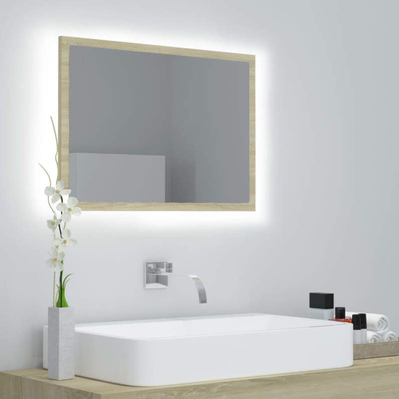 vidaXL Καθρέφτης Μπάνιου με LED Sonoma Δρυς 60x8,5x37 εκ. Ακρυλικός