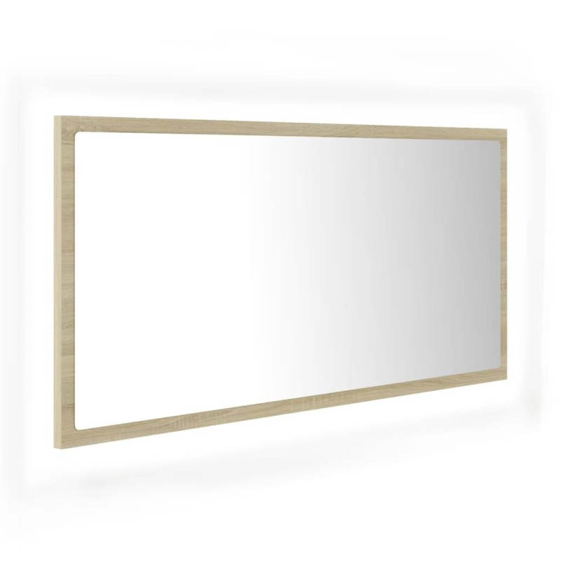 vidaXL Καθρέφτης Μπάνιου με LED Sonoma Δρυς 90x8,5x37 εκ. Ακρυλικός