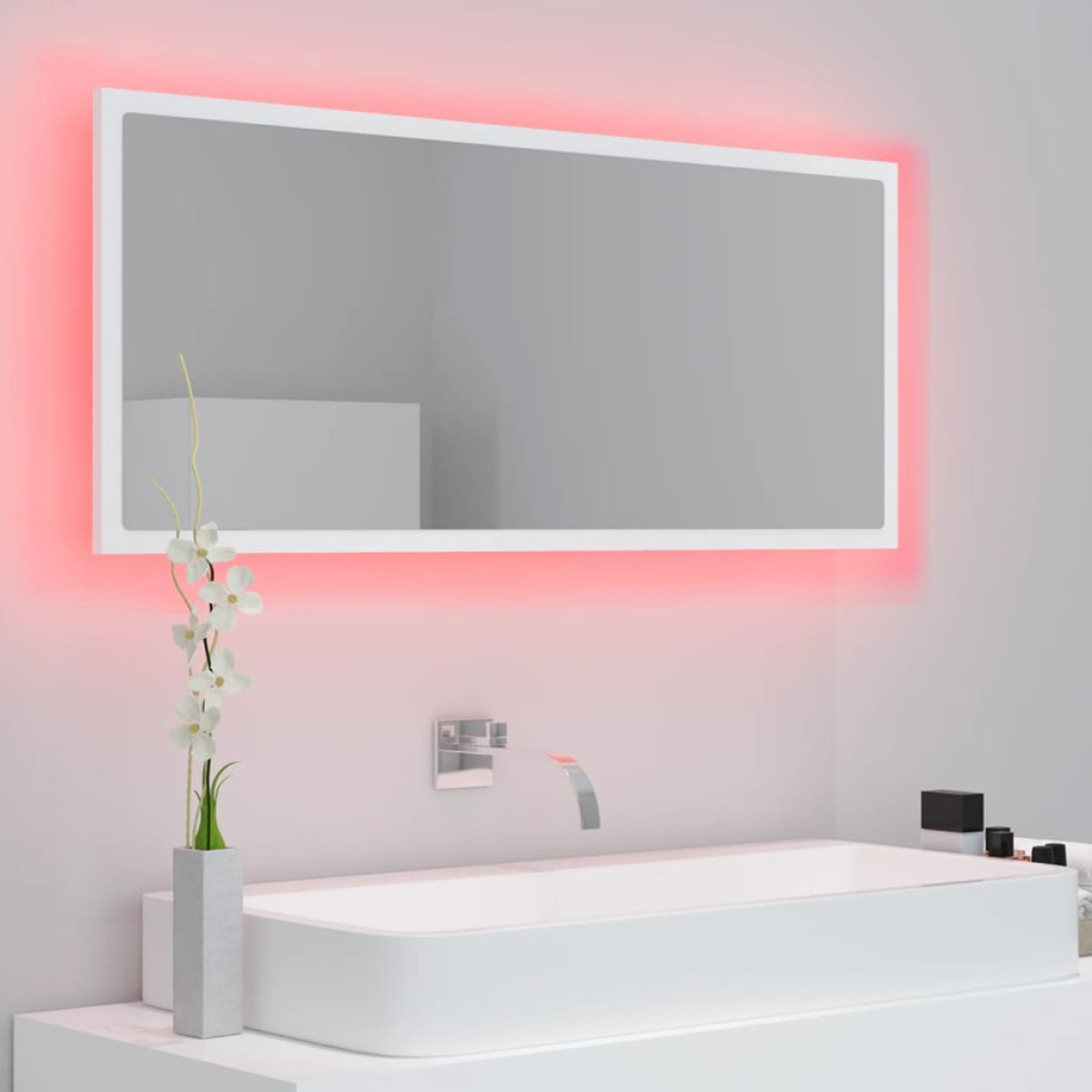 vidaXL Καθρέφτης Μπάνιου με LED Λευκός 100x8,5x37 εκ. Ακρυλικός