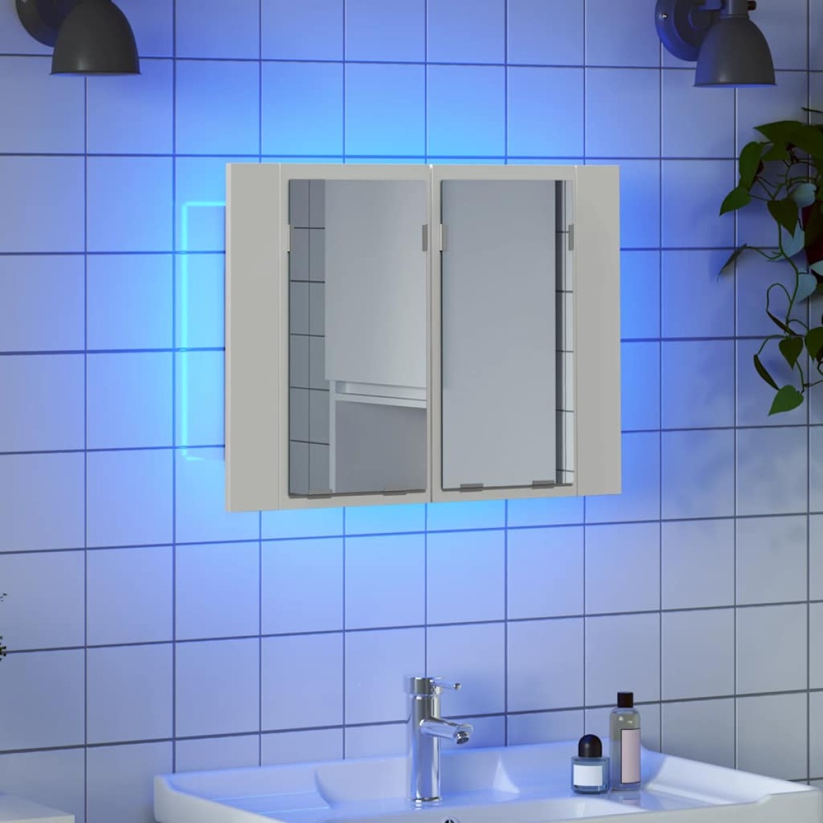vidaXL Καθρέφτης Μπάνιου με Ντουλάπι LED Λευκός 60x12x45 εκ. Ακρυλικός