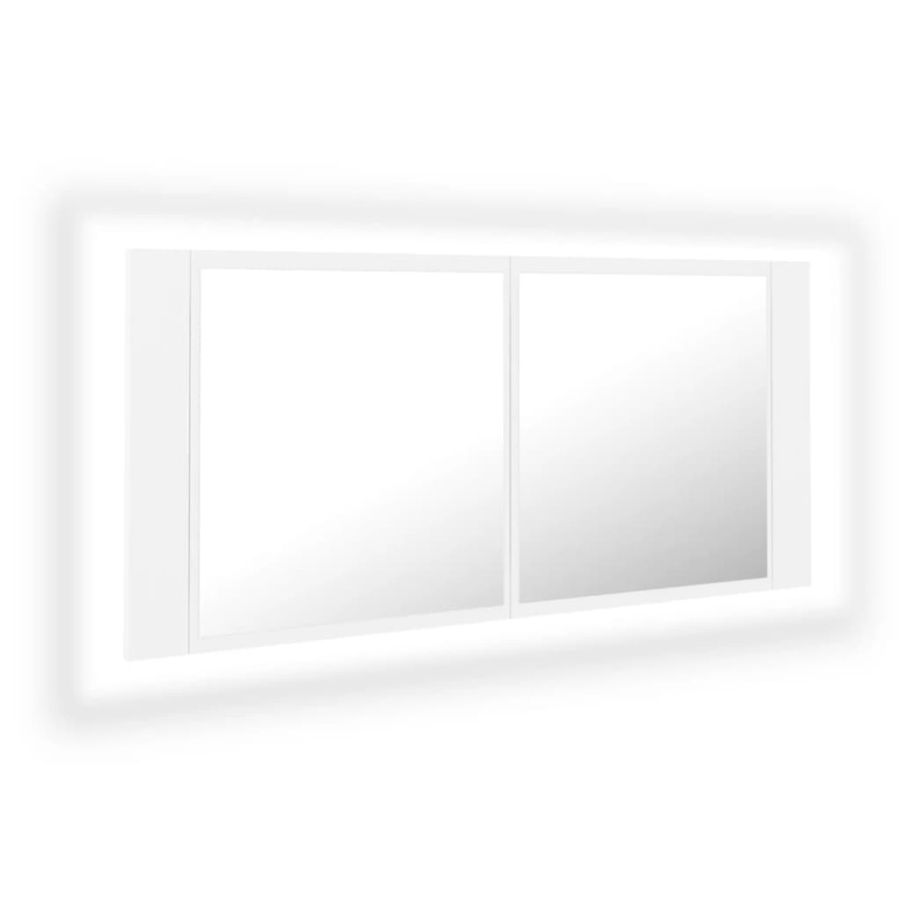 vidaXL Καθρέφτης Μπάνιου με Ντουλάπι LED Λευκός 100x12x45 εκ Ακρυλικός