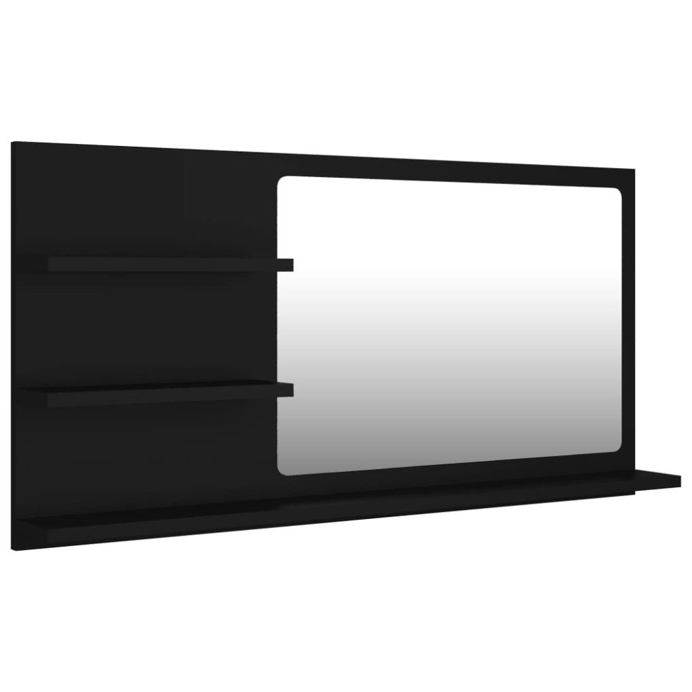 vidaXL Καθρέφτης Μπάνιου Μαύρος 90 x 10,5 x 45 εκ. Επεξ. Ξύλο