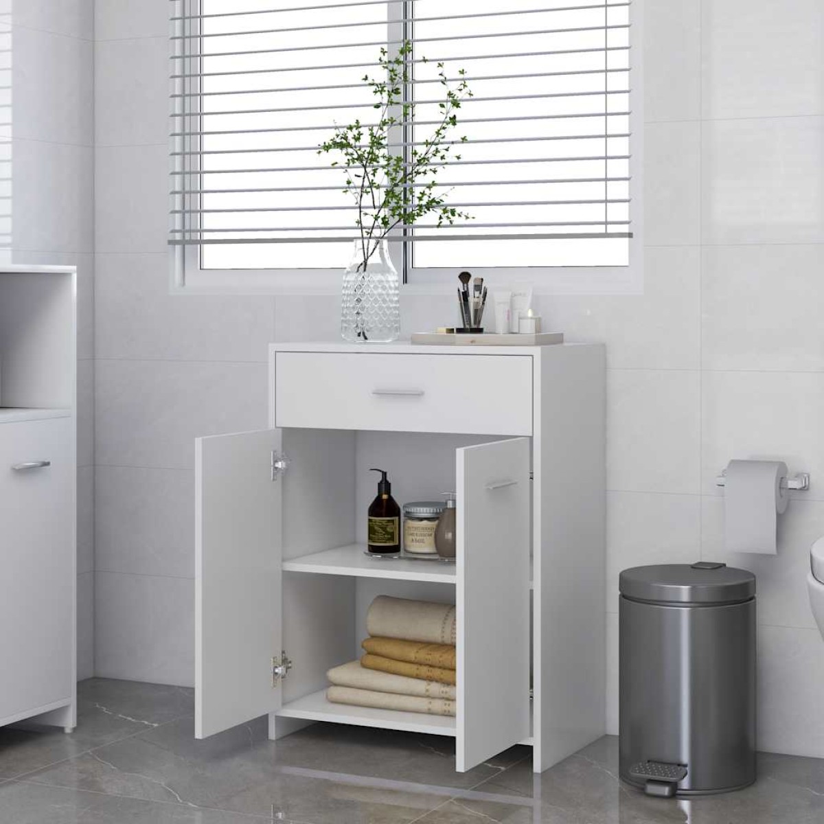 vidaXL Ντουλάπι Μπάνιου Λευκό 60 x 33 x 80 εκ. από Μοριοσανίδα