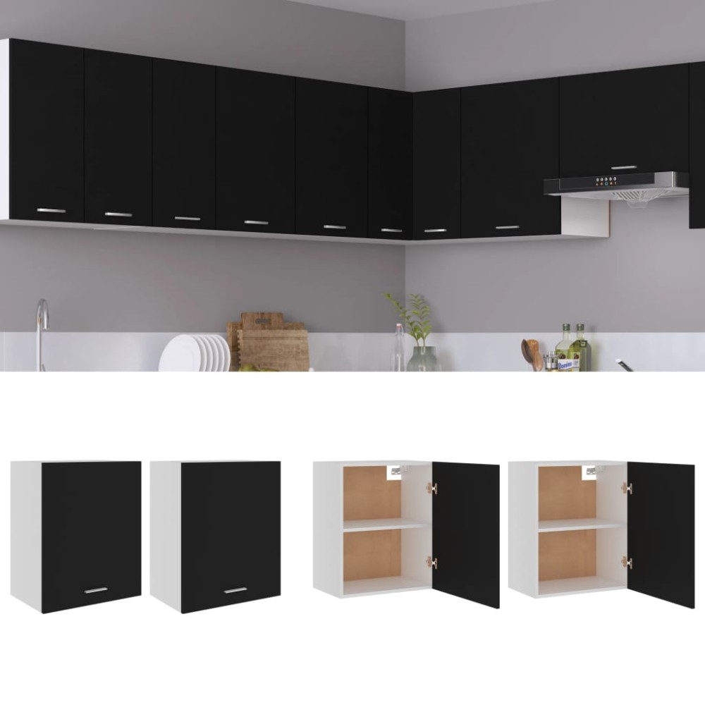 vidaXL Κρεμαστά Ντουλάπια 2 τεμ. "Lyon" Μαύρο 50x31x60 εκ. από Τεχνητό Ξύλο