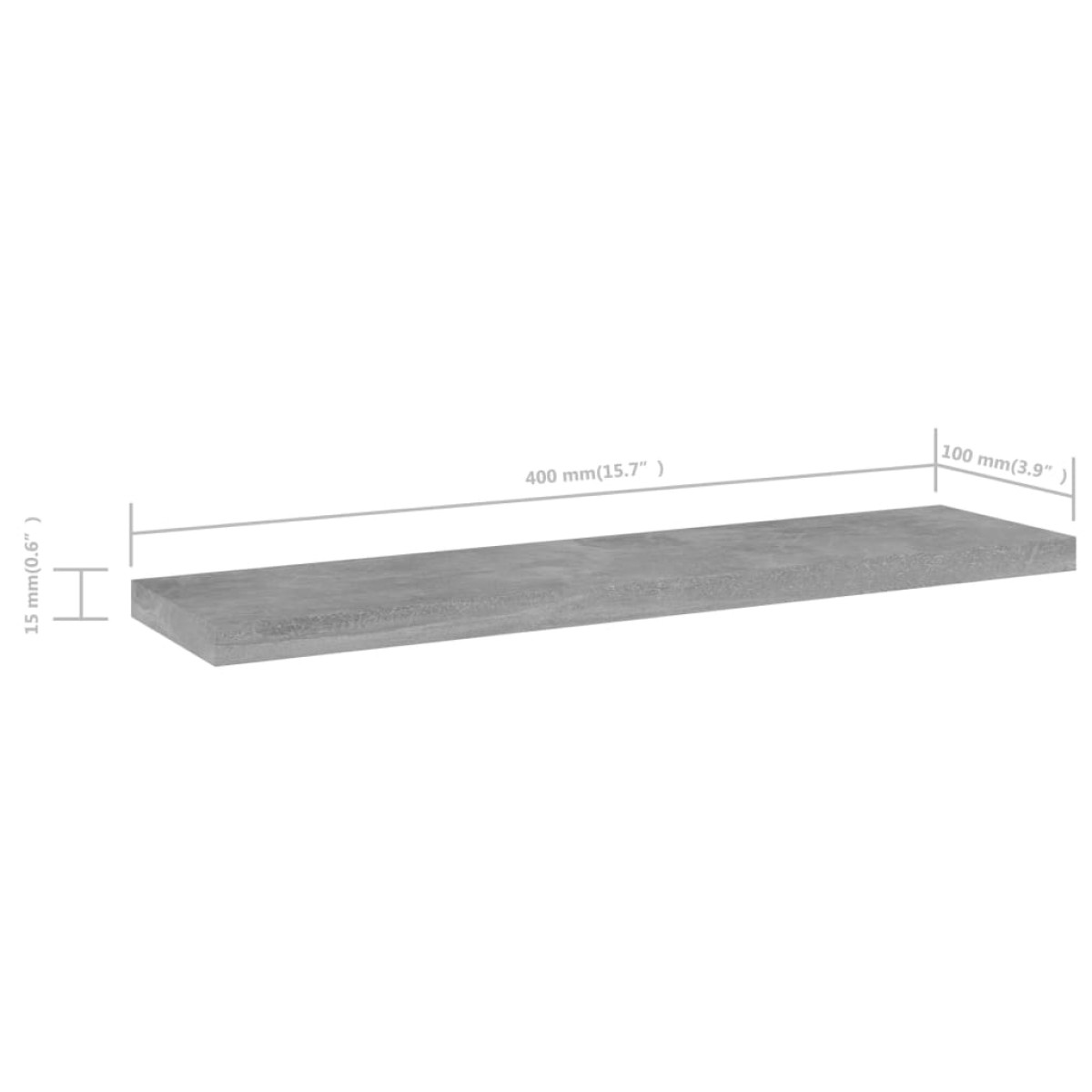 vidaXL Ράφια Βιβλιοθήκης 4 τεμ. Γκρι Σκυροδ. 40x10x1,5 εκ. Μοριοσανίδα