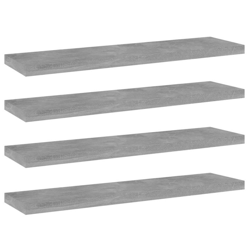 vidaXL Ράφια Βιβλιοθήκης 4 τεμ. Γκρι Σκυροδ. 40x10x1,5 εκ. Επεξ.Ξύλο