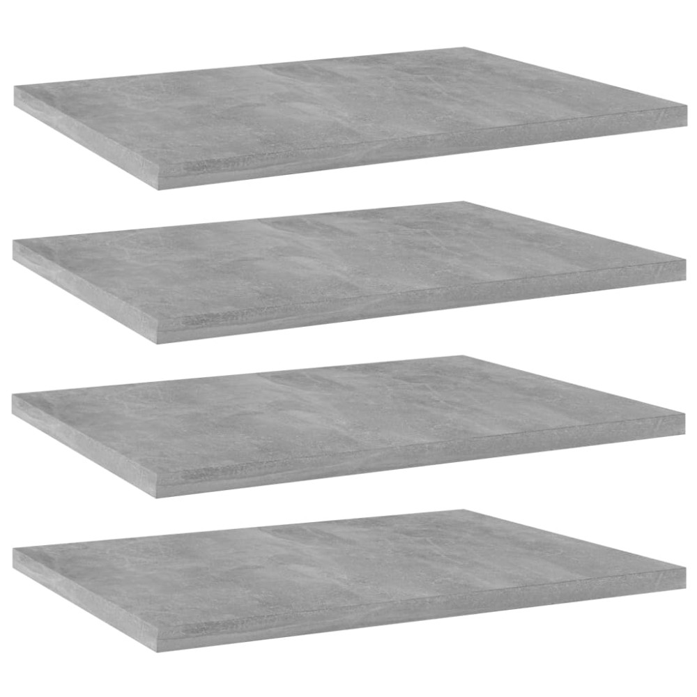 vidaXL Ράφια Βιβλιοθήκης 4 τεμ. Γκρι Σκυροδ. 40x30x1,5 εκ. Επεξ.Ξύλο