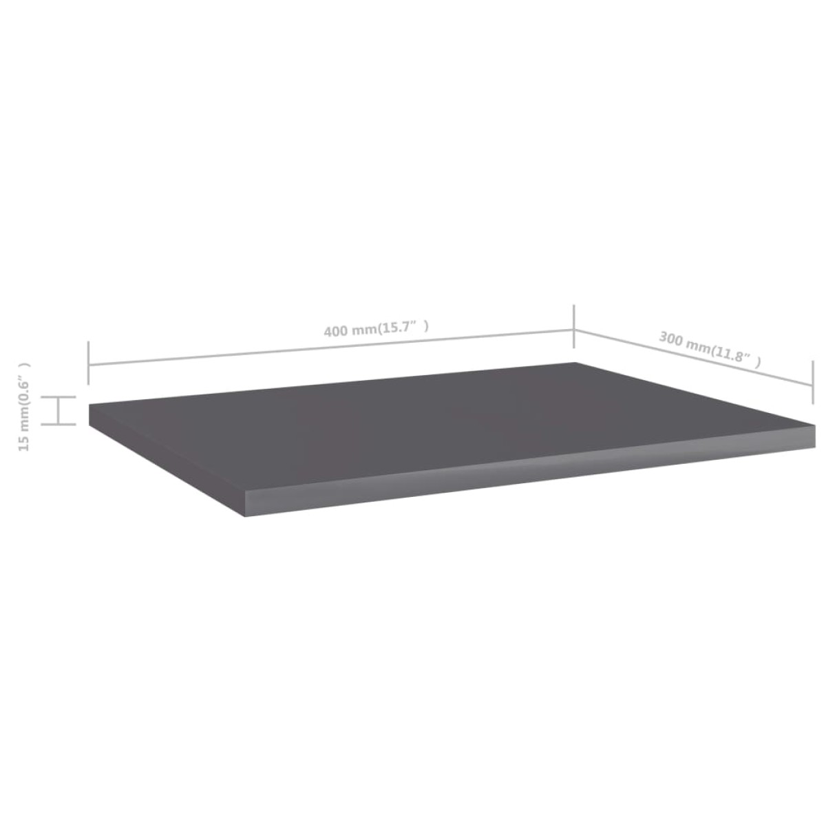 vidaXL Ράφια Βιβλιοθήκης 4 τεμ. Γυαλ. Γκρι 40x30x1,5 εκ. Μοριοσανίδα