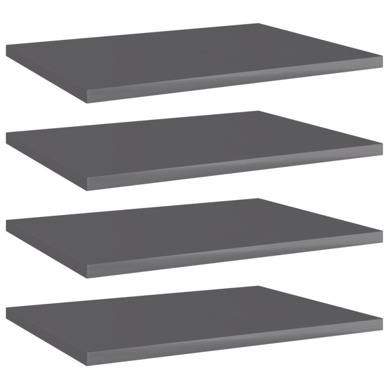 vidaXL Ράφια Βιβλιοθήκης 4 τεμ. Γυαλ. Γκρι 40x30x1,5 εκ. Μοριοσανίδα