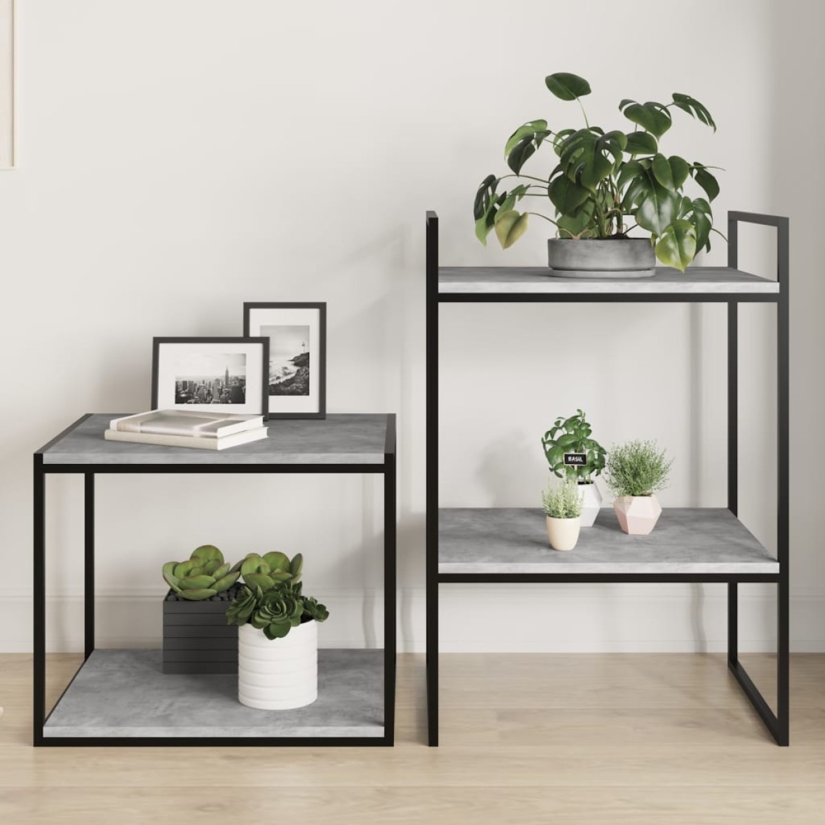 vidaXL Ράφια Βιβλιοθήκης 8 τεμ. Γκρι Σκυροδ. 40x50x1,5 εκ. Μοριοσανίδα