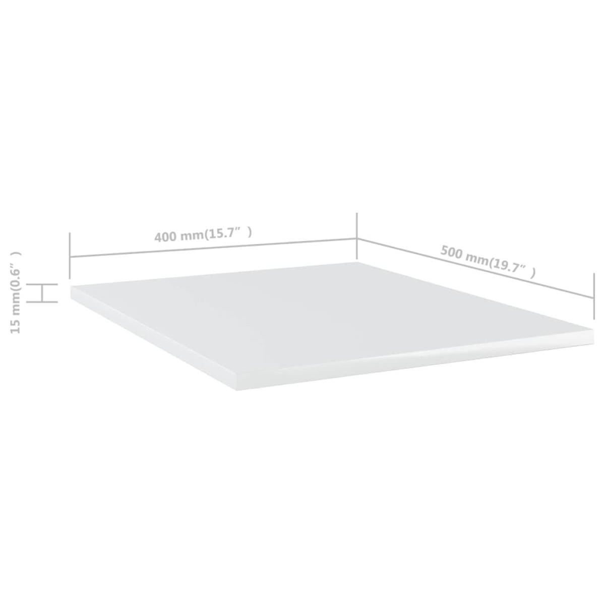 vidaXL Ράφια Βιβλιοθήκης 8 τεμ. Γυαλ. Λευκό 40x50x1,5 εκ. Μοριοσανίδα