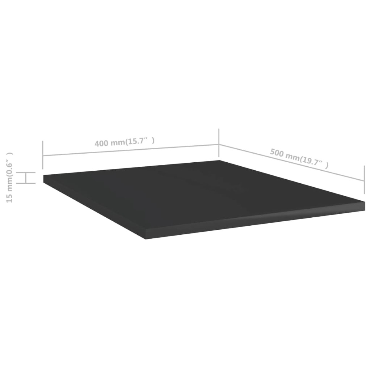 vidaXL Ράφια Βιβλιοθήκης 8 τεμ. Γυαλ. Μαύρο 40x50x1,5 εκ. Μοριοσανίδα