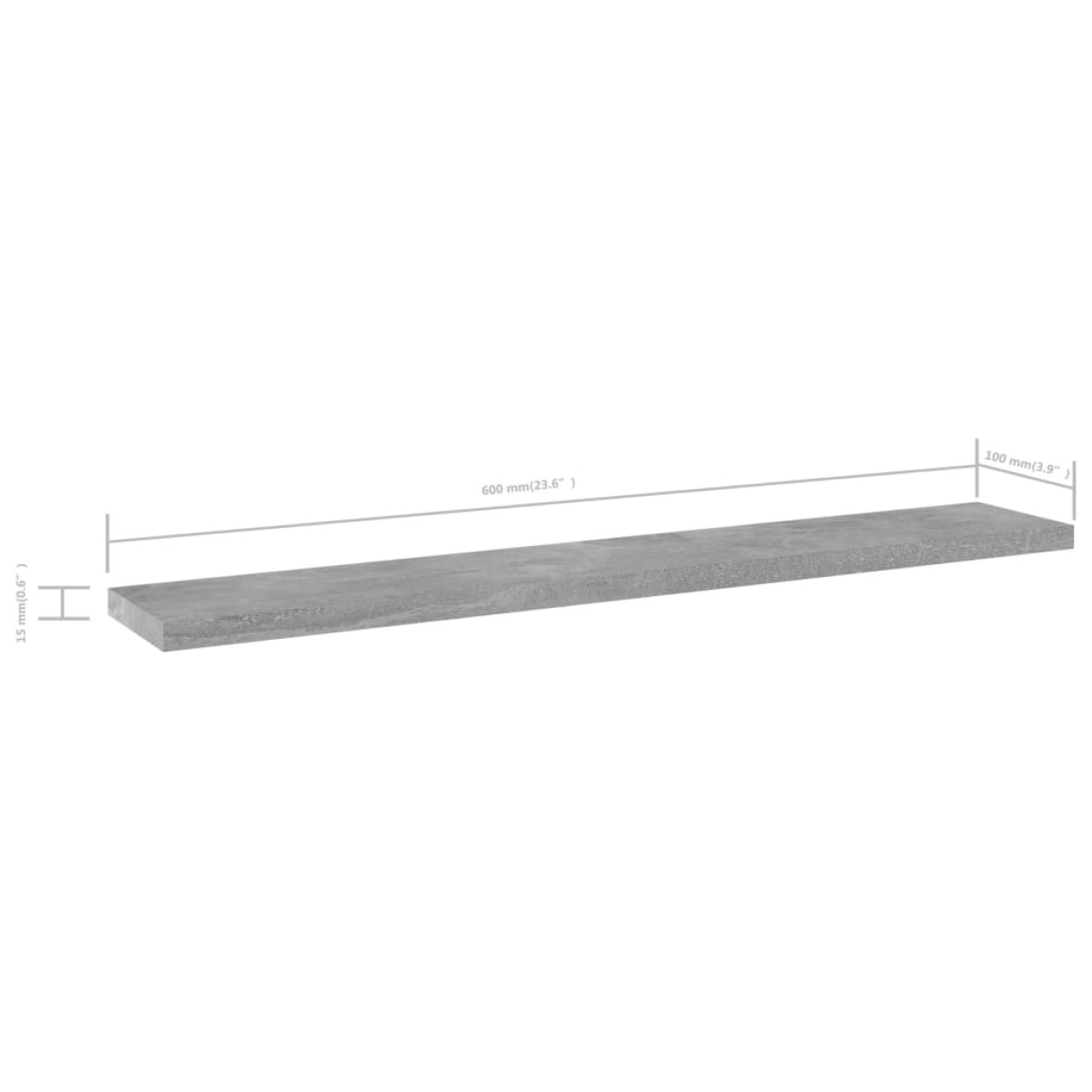 vidaXL Ράφια Βιβλιοθήκης 4 τεμ. Γκρι Σκυροδ. 60x10x1,5 εκ. Μοριοσανίδα