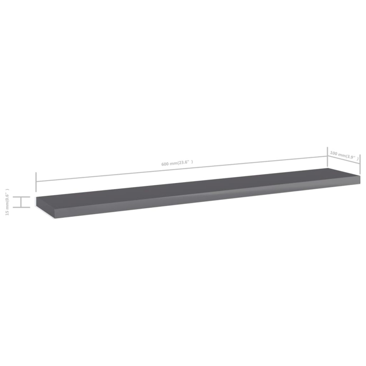 vidaXL Ράφια Βιβλιοθήκης 4 τεμ. Γυαλ. Γκρι 60x10x1,5 εκ. Μοριοσανίδα