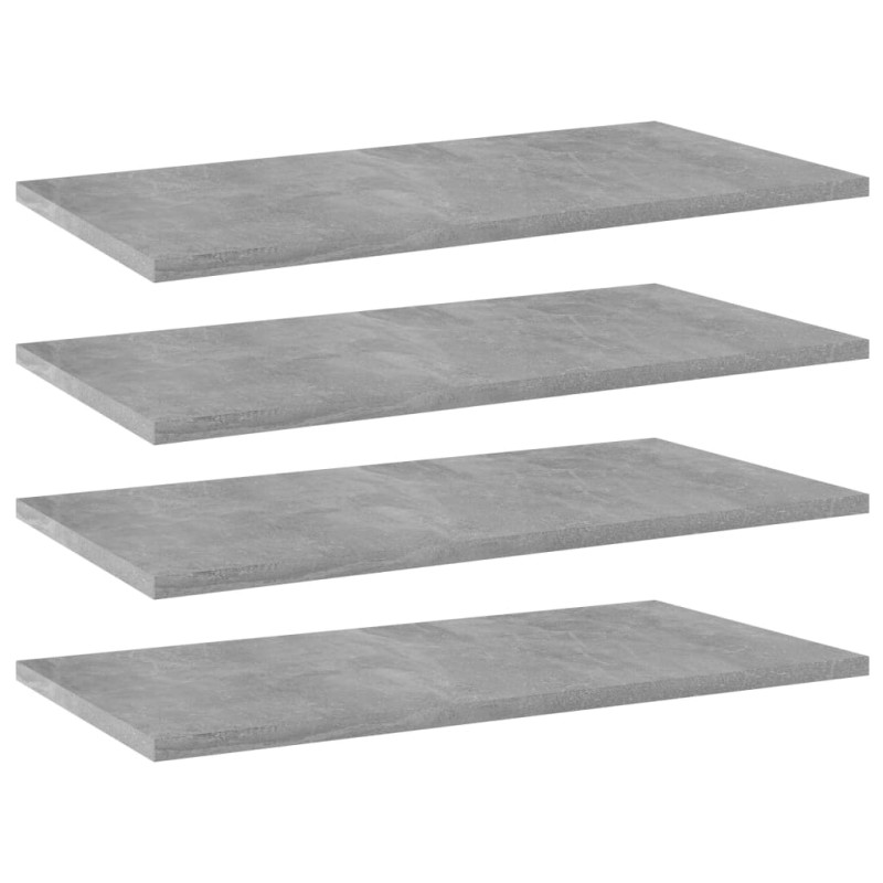 vidaXL Ράφια Βιβλιοθήκης 4 τεμ. Γκρι Σκυροδ. 60x30x1,5 εκ. Μοριοσανίδα