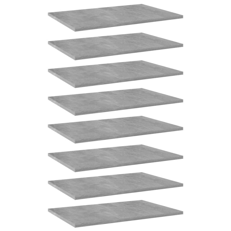 vidaXL Ράφια Βιβλιοθήκης 8 τεμ. Γκρι Σκυροδ. 60x40x1,5 εκ. Μοριοσανίδα