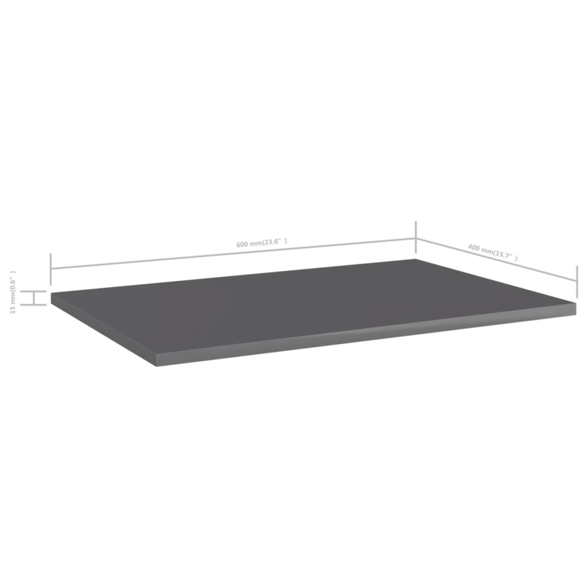 vidaXL Ράφια Βιβλιοθήκης 8 τεμ. Γυαλ. Γκρι 60x40x1,5 εκ. Μοριοσανίδα