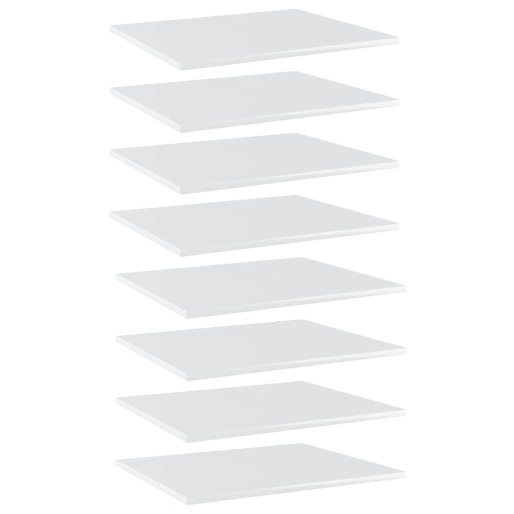 vidaXL Ράφια Βιβλιοθήκης 8 τεμ. Γυαλ. Λευκό 60x50x1,5 εκ. Μοριοσανίδα