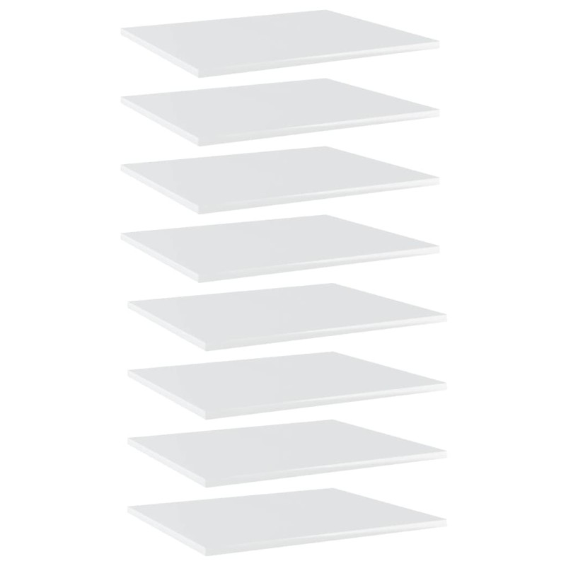 vidaXL Ράφια Βιβλιοθήκης 8 τεμ. Γυαλ. Λευκό 60x50x1,5 εκ. Μοριοσανίδα