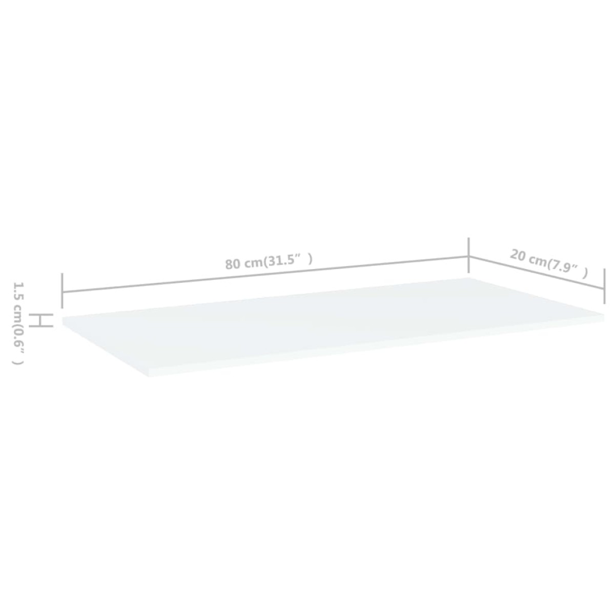 vidaXL Ράφια Βιβλιοθήκης 4 τεμ. Λευκά 80x20x1,5 εκ. από Μοριοσανίδα