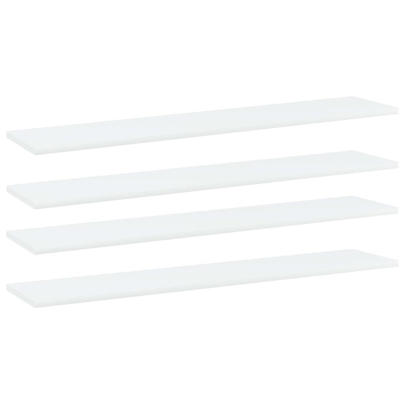 vidaXL Ράφια Βιβλιοθήκης 4 τεμ. Λευκά 100x20x1,5 εκ. από Επεξ. Ξύλο