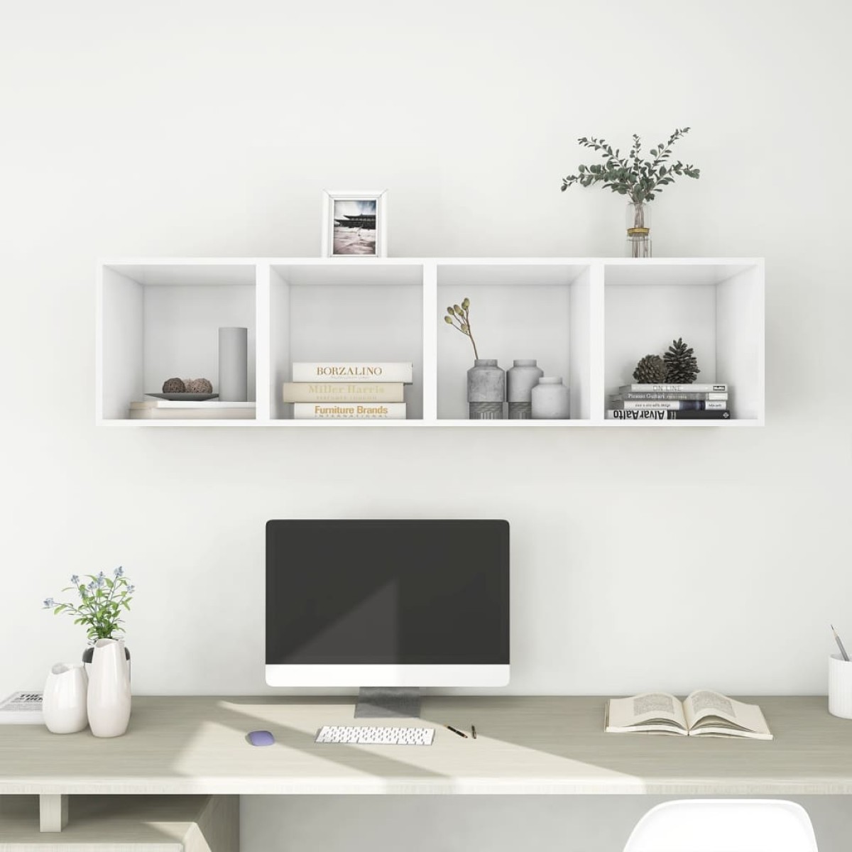 vidaXL Ντουλάπια Τοίχου 4 τεμ. Λευκά 37 x 37 x 37 εκ. από Μοριοσανίδα