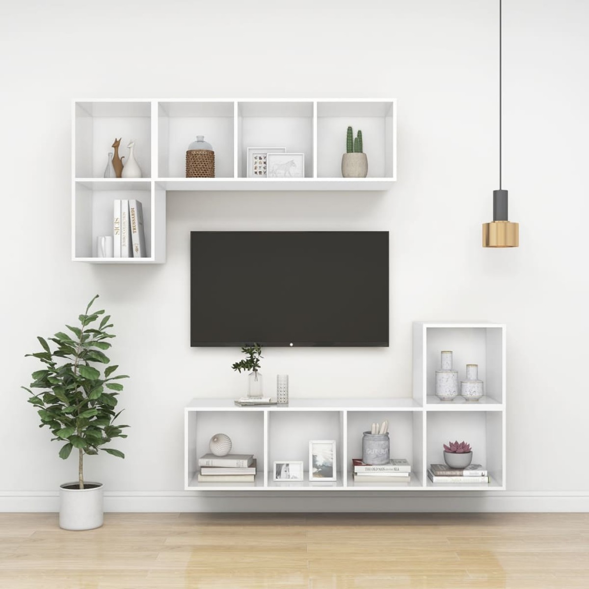 vidaXL Ντουλάπια Τοίχου 4 τεμ. Λευκά 37 x 37 x 37 εκ. από Μοριοσανίδα