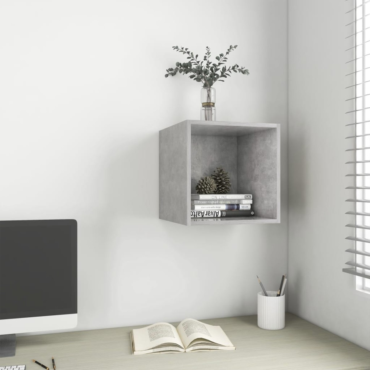 vidaXL Ντουλάπι Τοίχου Γκρι Σκυροδέματος 37 x 37 x 37 εκ. Μοριοσανίδα