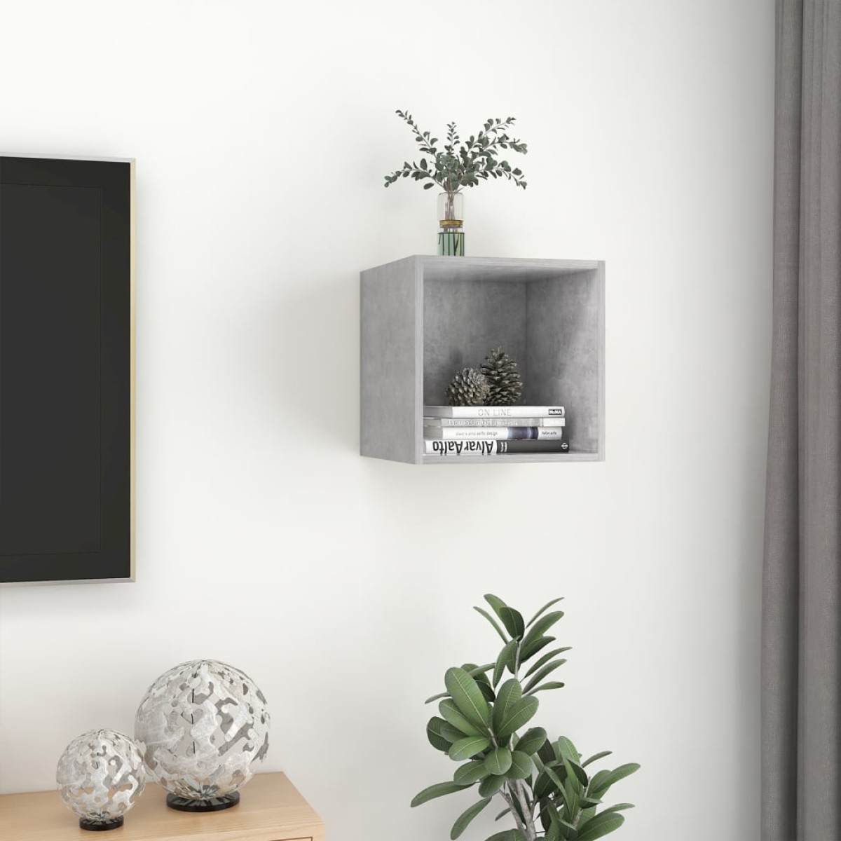 vidaXL Ντουλάπι Τοίχου Γκρι Σκυροδέματος 37 x 37 x 37 εκ. Μοριοσανίδα