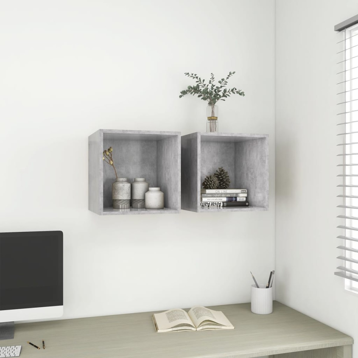 vidaXL Ντουλάπι Τοίχου Γκρι Σκυροδέματος 37 x 37 x 37 εκ. Μοριοσανίδα