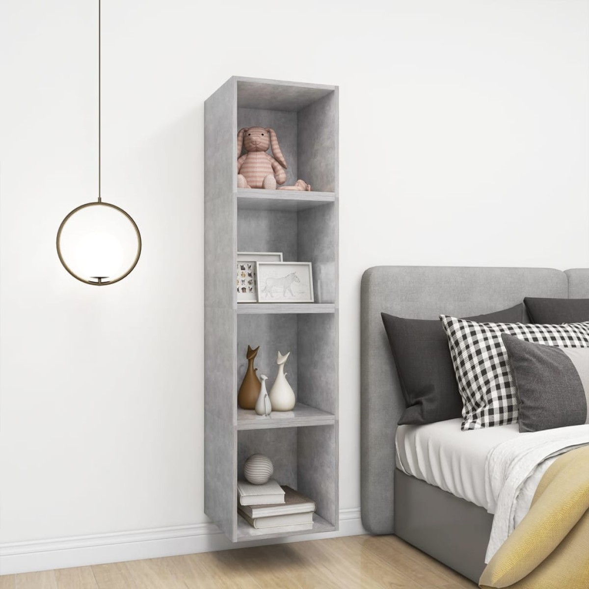 vidaXL Ντουλάπι Τοίχου Γκρι Σκυροδέματος 37 x 37 x 37 εκ. Μοριοσανίδα