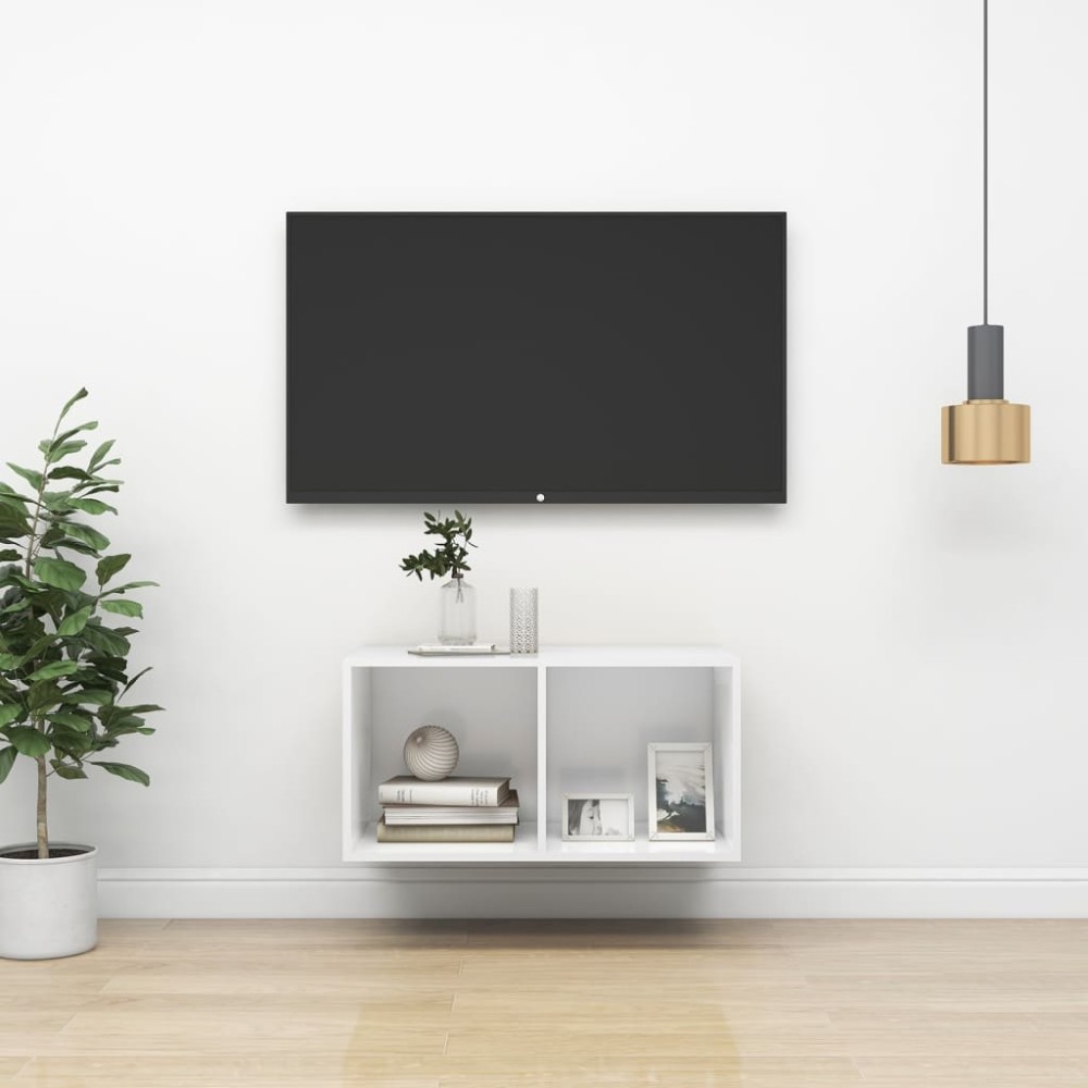 vidaXL Έπιπλο Τηλεόρασης Κρεμαστό Λευκό 37x37x72 εκ. από Επεξ. Ξύλο