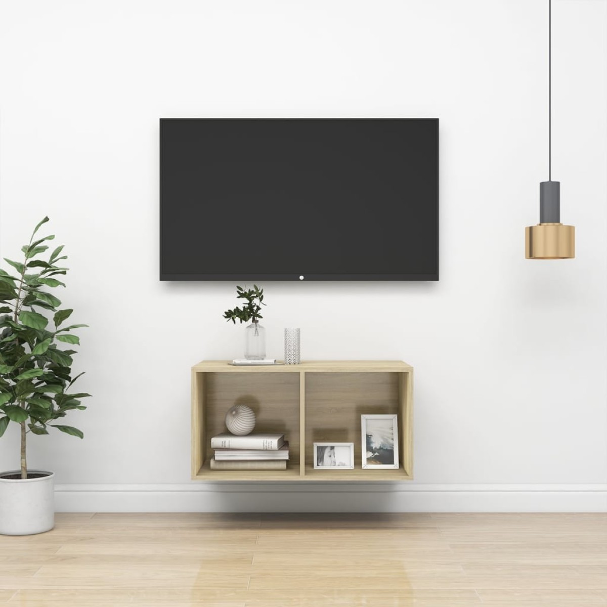 vidaXL Έπιπλο Τηλεόρασης Κρεμαστό Sonoma Δρυς 37x37x72 εκ. Μοριοσανίδα